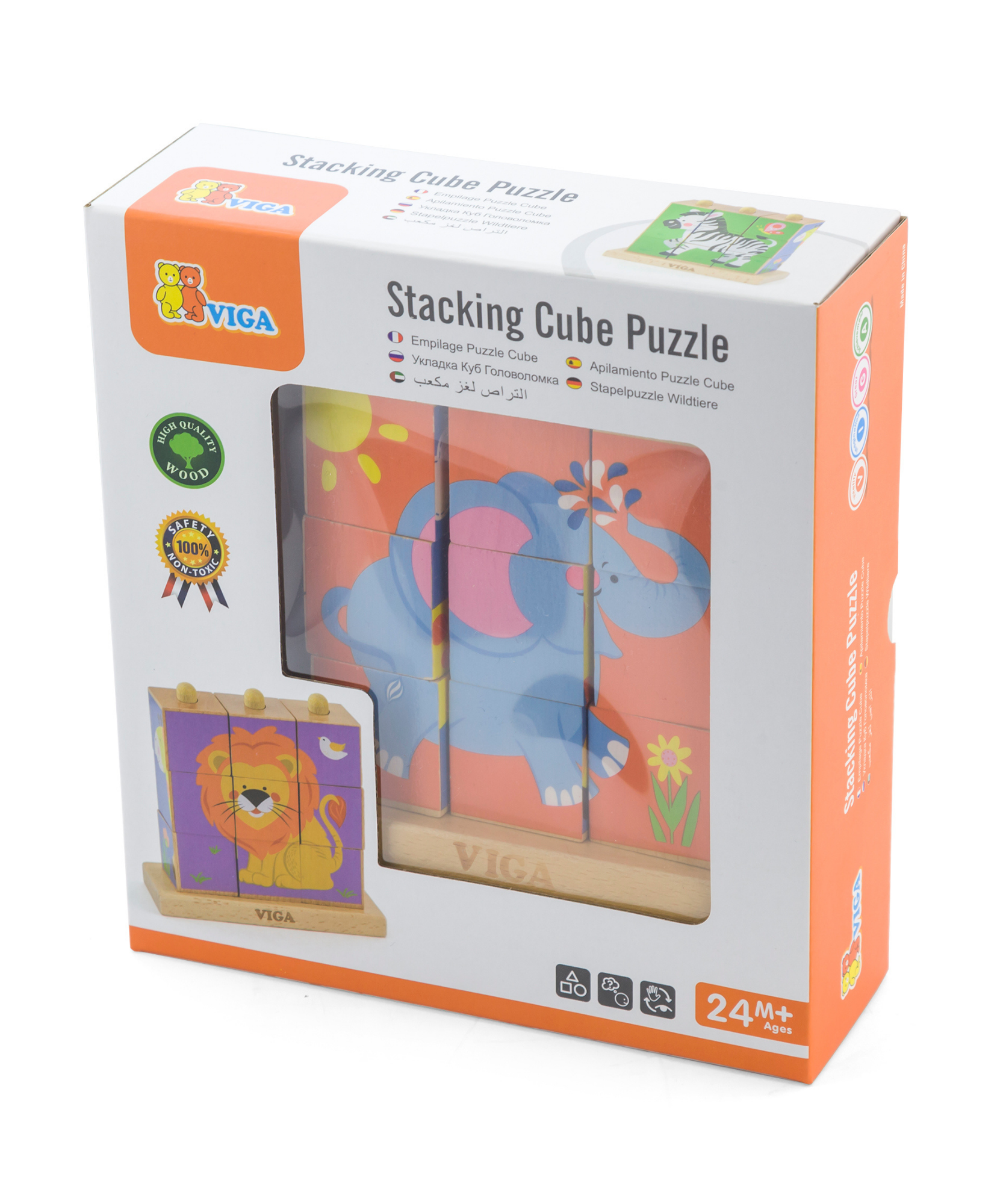 لعبة مكعبات فيجا وايلد أنيملز، 6 جوانب، 3×3، لعبة مونتيسوري الخشبية، تنمي المهارات الحسية والإدراكية والحركية الدقيقة، لعبة تعليمية للأطفال غير سامة وصديقة للبيئة، مناسبة للأولاد والبنات من عمر سنتين فما فوق