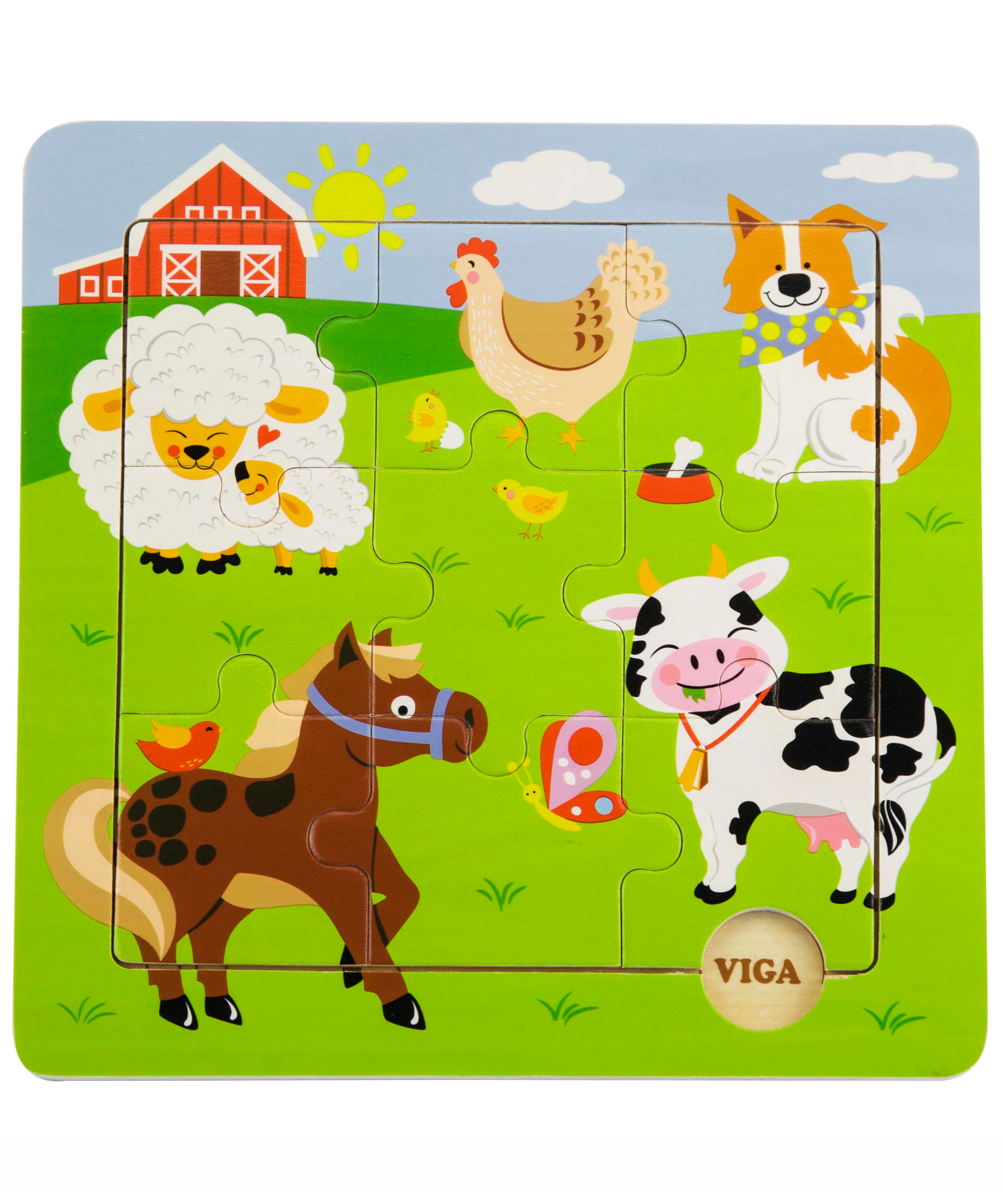 لعبة أحجية الصور المقطوعة من فيجا فارم أنيملز، مكونة من 9 قطع، لعبة مونتيسوري الخشبية، تُنمّي المهارات الحسية والإدراكية والحركية الدقيقة، لعبة تعليمية للأطفال غير سامة وصديقة للبيئة، مناسبة للأولاد والبنات من عمر 18 شهرًا فما فوق