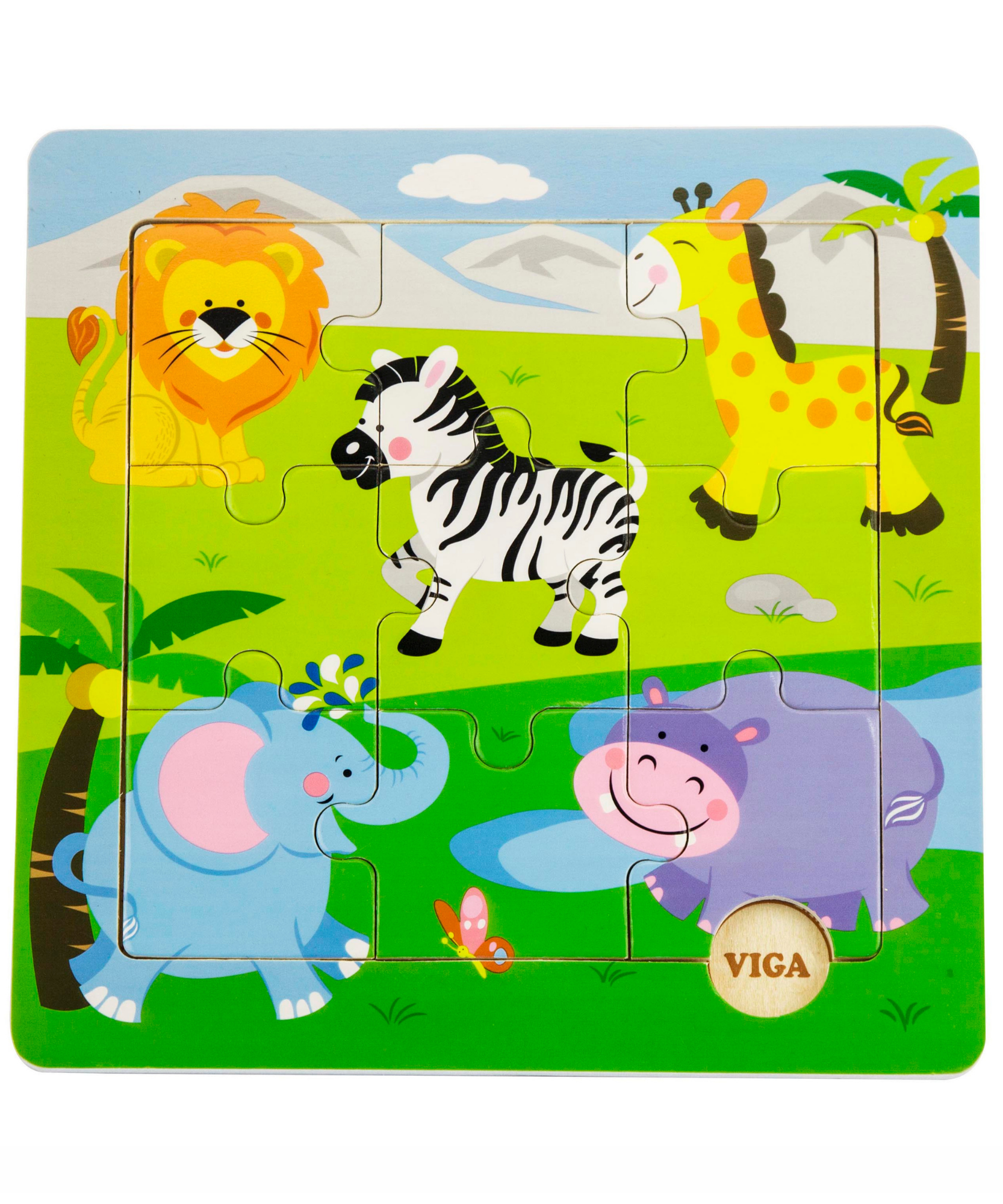 لعبة أحجية الصور المقطوعة من فيجا وايلد أنيملز، مكونة من 9 قطع، لعبة مونتيسوري الخشبية، تُنمّي المهارات الحسية والإدراكية والحركية الدقيقة، لعبة تعليمية للأطفال غير سامة وصديقة للبيئة، مناسبة للأولاد والبنات من عمر 18 شهرًا فما فوق