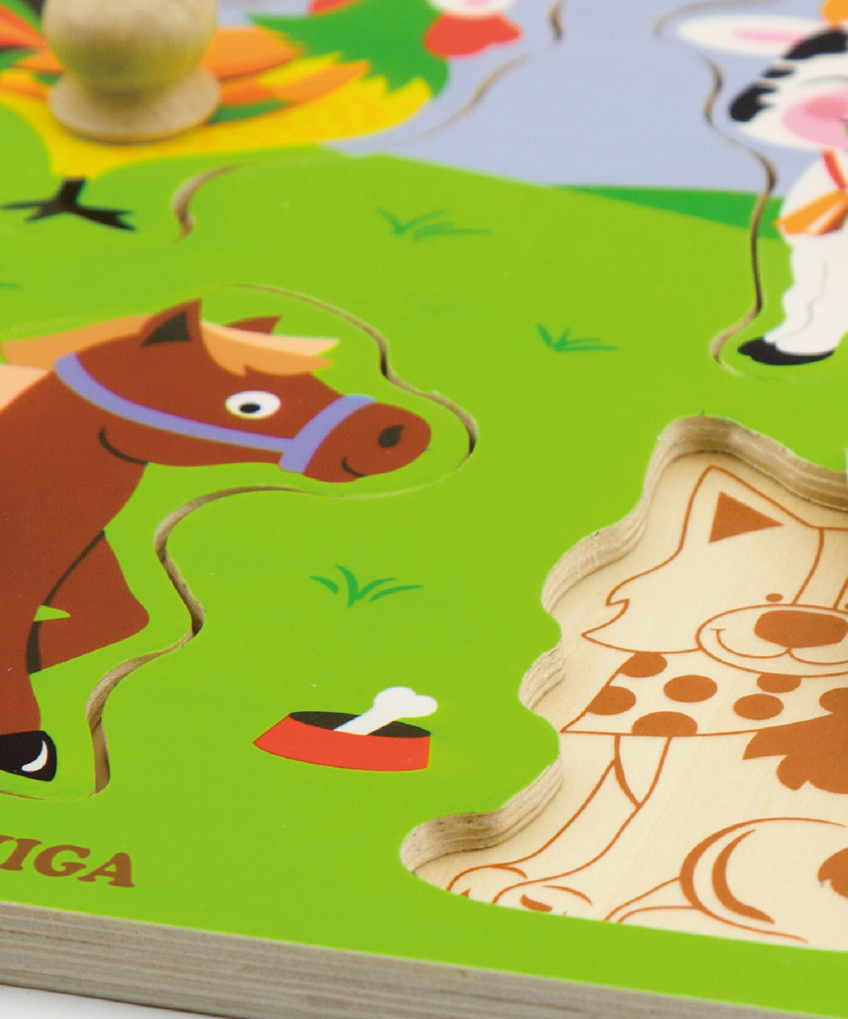 لعبة أحجية حيوانات المزرعة من فيجا، مكونة من 4 قطع، لعبة مونتيسوري الخشبية، تُنمّي المهارات الحسية والإدراكية والحركية الدقيقة، لعبة تعليمية للأطفال غير سامة وصديقة للبيئة، مناسبة للأولاد والبنات من عمر 12 شهرًا فما فوق