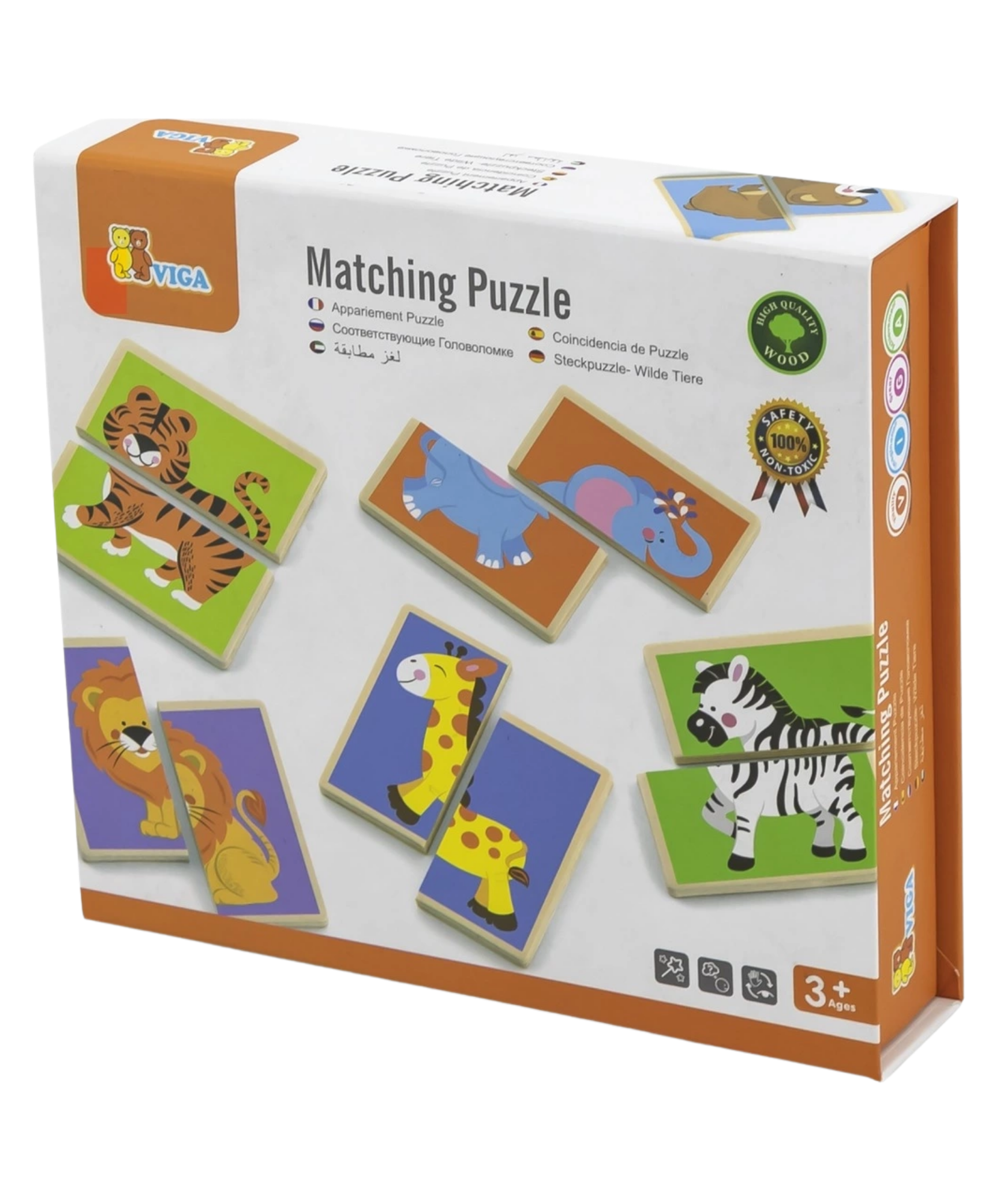 لعبة أحجية فيجا وايلد أنيملز، 36 قطعة، لعبة مونتيسوري الخشبية، تُنمّي المهارات الحسية والإدراكية والحركية الدقيقة، غير سامة وصديقة للبيئة، مناسبة للأطفال من سن 3 سنوات فما فوق