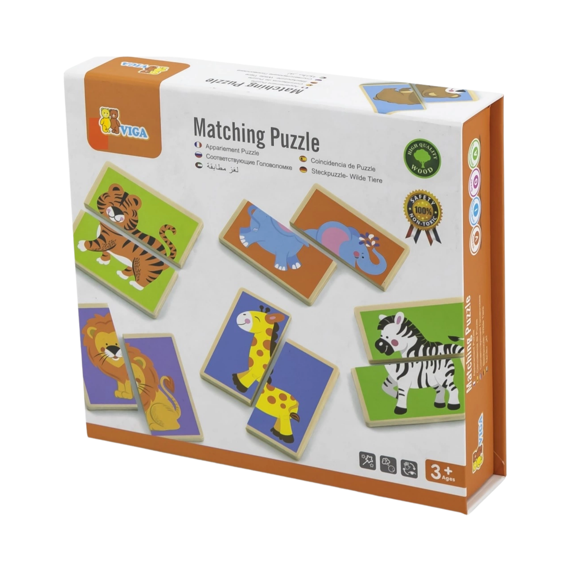 لعبة أحجية فيجا وايلد أنيملز، 36 قطعة، لعبة مونتيسوري الخشبية، تُنمّي المهارات الحسية والإدراكية والحركية الدقيقة، غير سامة وصديقة للبيئة، مناسبة للأطفال من سن 3 سنوات فما فوق