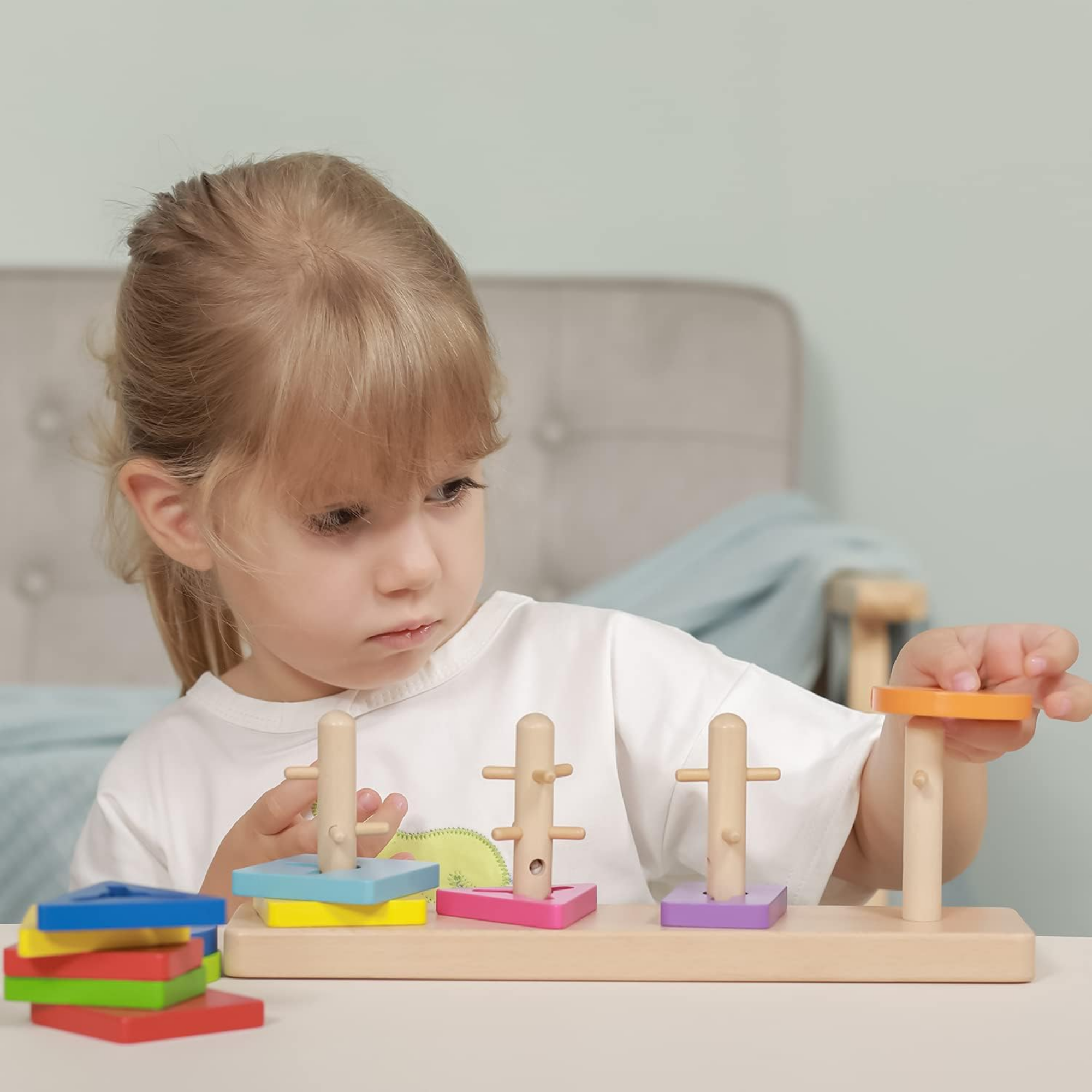 لعبة فيجا كريتيف شيبز، أحجية تكديس من 12 قطعة، لعبة مونتيسوري الخشبية، تُنمّي المهارات الحسية والإدراكية والحركية الدقيقة، لعبة تعليمية للأطفال غير سامة وصديقة للبيئة، مناسبة للأطفال من سن 18 شهرًا فما فوق