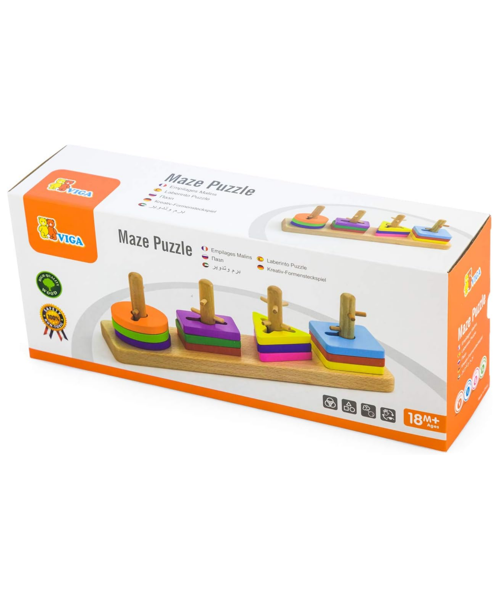 لعبة فيجا كريتيف شيبز، أحجية تكديس من 12 قطعة، لعبة مونتيسوري الخشبية، تُنمّي المهارات الحسية والإدراكية والحركية الدقيقة، لعبة تعليمية للأطفال غير سامة وصديقة للبيئة، مناسبة للأطفال من سن 18 شهرًا فما فوق