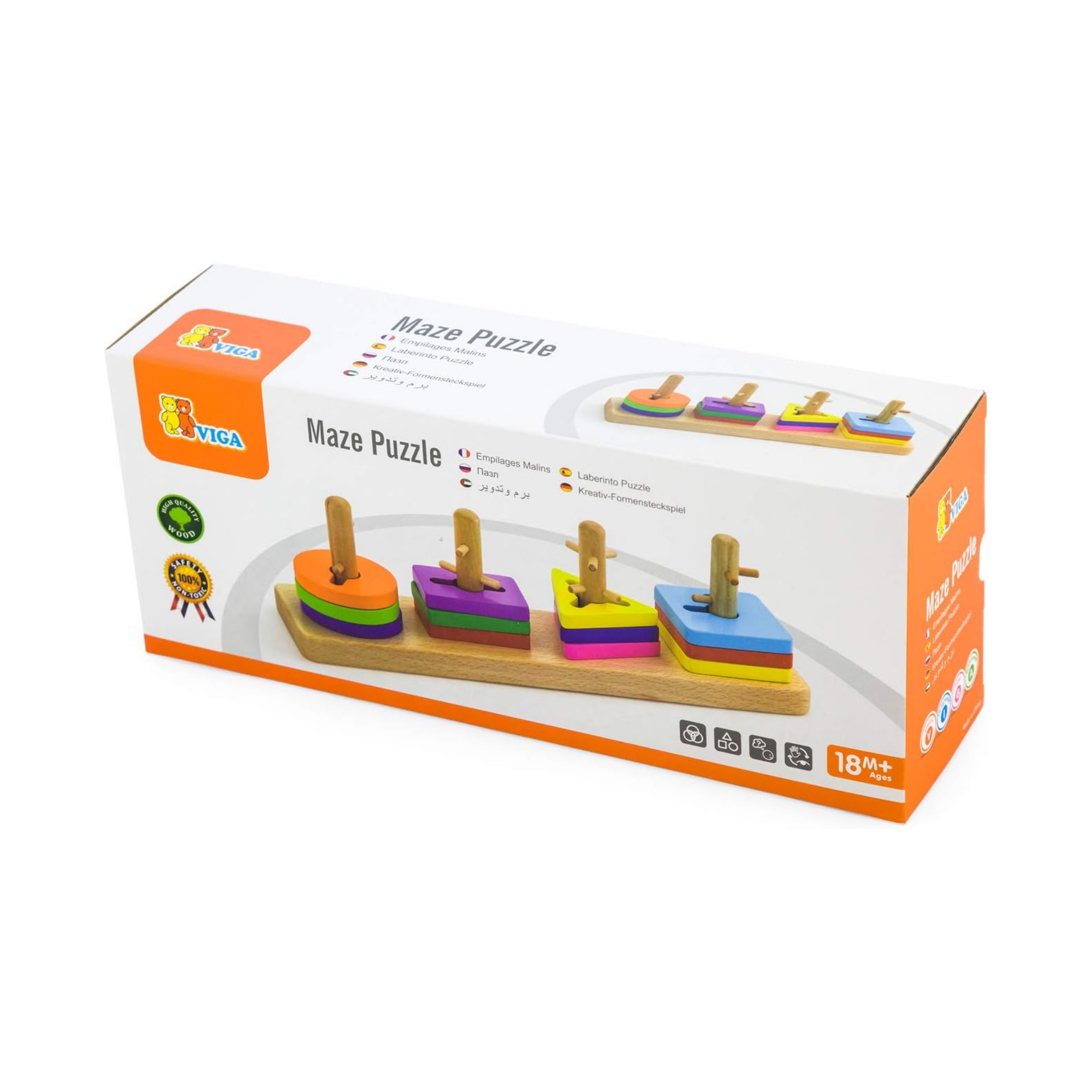 لعبة فيجا كريتيف شيبز، أحجية تكديس من 12 قطعة، لعبة مونتيسوري الخشبية، تُنمّي المهارات الحسية والإدراكية والحركية الدقيقة، لعبة تعليمية للأطفال غير سامة وصديقة للبيئة، مناسبة للأطفال من سن 18 شهرًا فما فوق