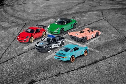 Majorette Porsche 5-Piece Gift Pack – Officially Licensed Porsche 911 GT3 RS & 934 Brumos, Metal Die-Cast Cars with Moving Parts, Ages 3+