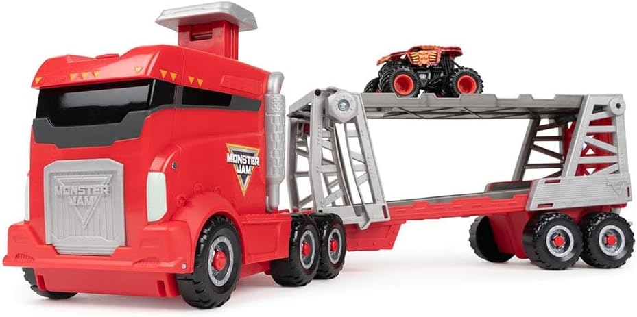شاحنة Monster Jam 1:64 Launch N Go Hauler، شاحنة Monster RC مصبوبة، حفار قبور بمناسبة الذكرى الأربعين، منحدر حركات بهلوانية، مناسبة للأعمار من 3 سنوات فما فوق