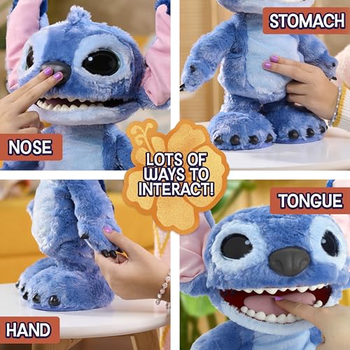 Just Play Disney Ultimate Stitch Interactive Plush Toy Live Action Lilo and Stitch Animated Talking Moving Plush for Kids Ages 3 Plus