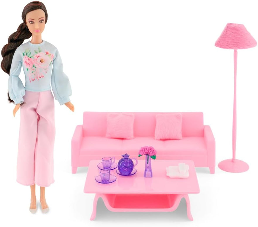 Fulla Living Room Doll Set, Cozy Doll Playset with Furniture and Accessories, Pretend Play Toy for Girls Ages 3 and Up