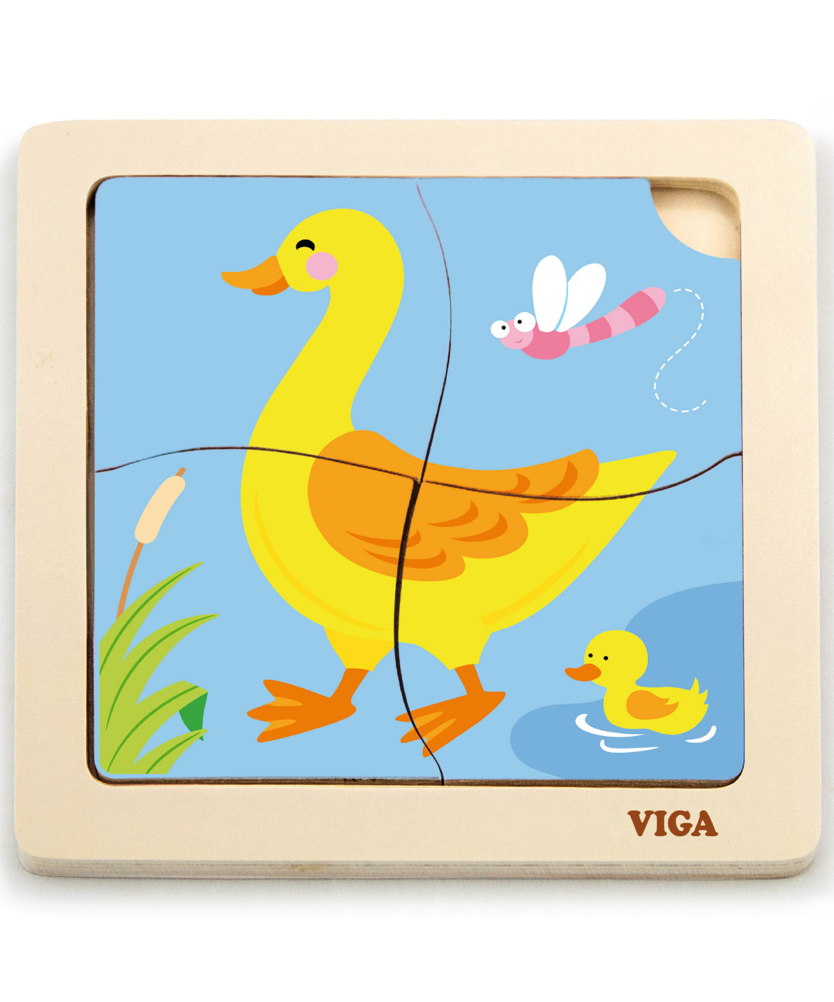 لعبة فيجا داك، أحجية مكعبات من 4 قطع، لعبة مونتيسوري الخشبية، تنمي المهارات الحسية والإدراكية والحركية الدقيقة، لعبة تعليمية للأطفال غير سامة وصديقة للبيئة، مناسبة للأولاد والبنات من سن 12 شهرًا فما فوق