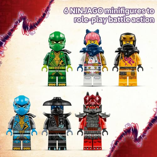 LEGO NINJAGO Thunderfang Dragon of Chaos Toy - Building Set w/ 6 Ninja Minifigures & a Dragon Figure - Gift for 8+ Year Old Boys, Girls & Dragons Rising Fans - Holiday Treat - 71832