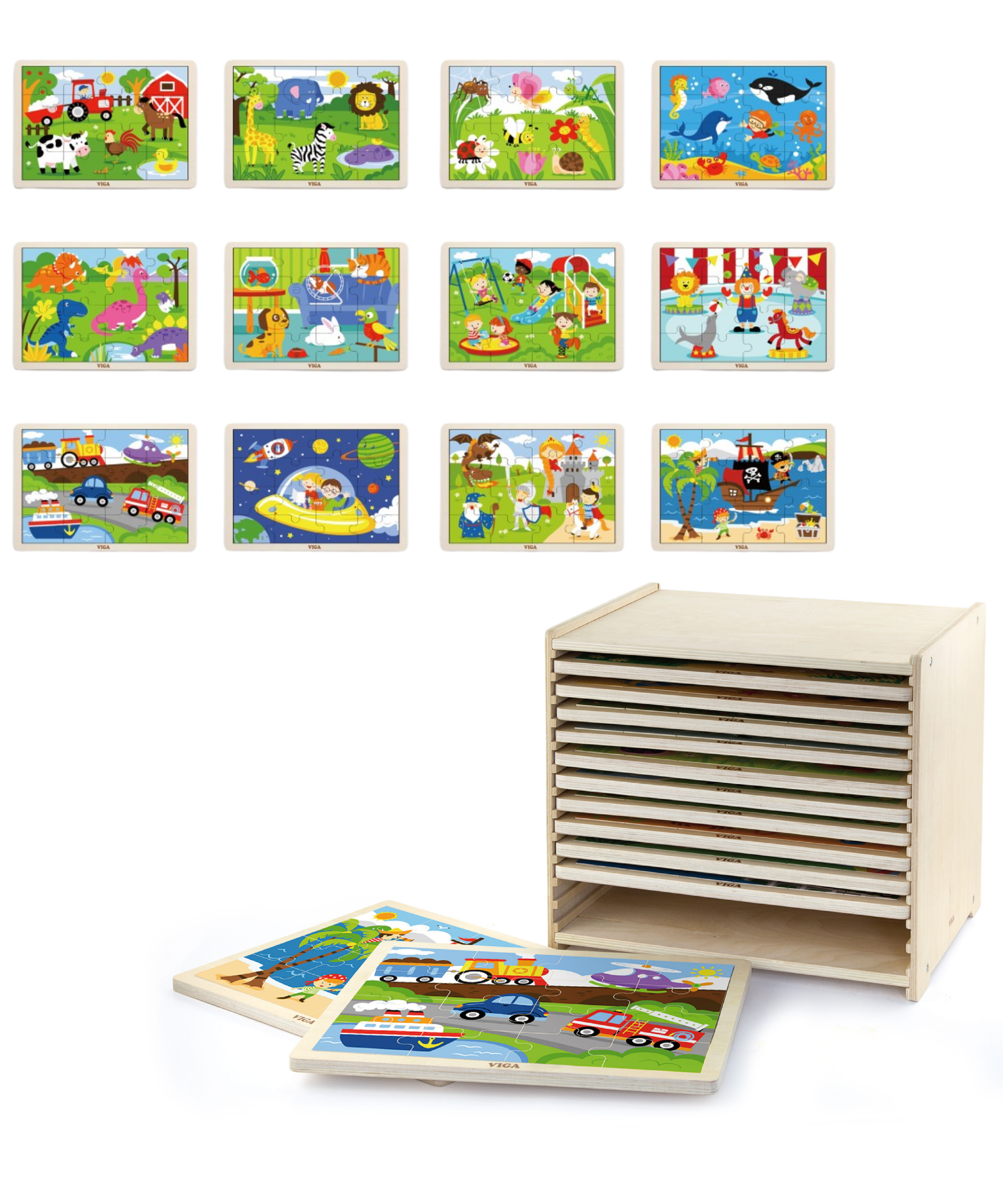 مجموعة فيجا من 12 قطعة من أحجية الصور المقطوعة، لعبة مونتيسوري الخشبية، تنمي المهارات الحسية والإدراكية والحركية الدقيقة، لعبة تعليمية للأطفال غير سامة وصديقة للبيئة، مناسبة للأولاد والبنات من عمر سنتين فما فوق