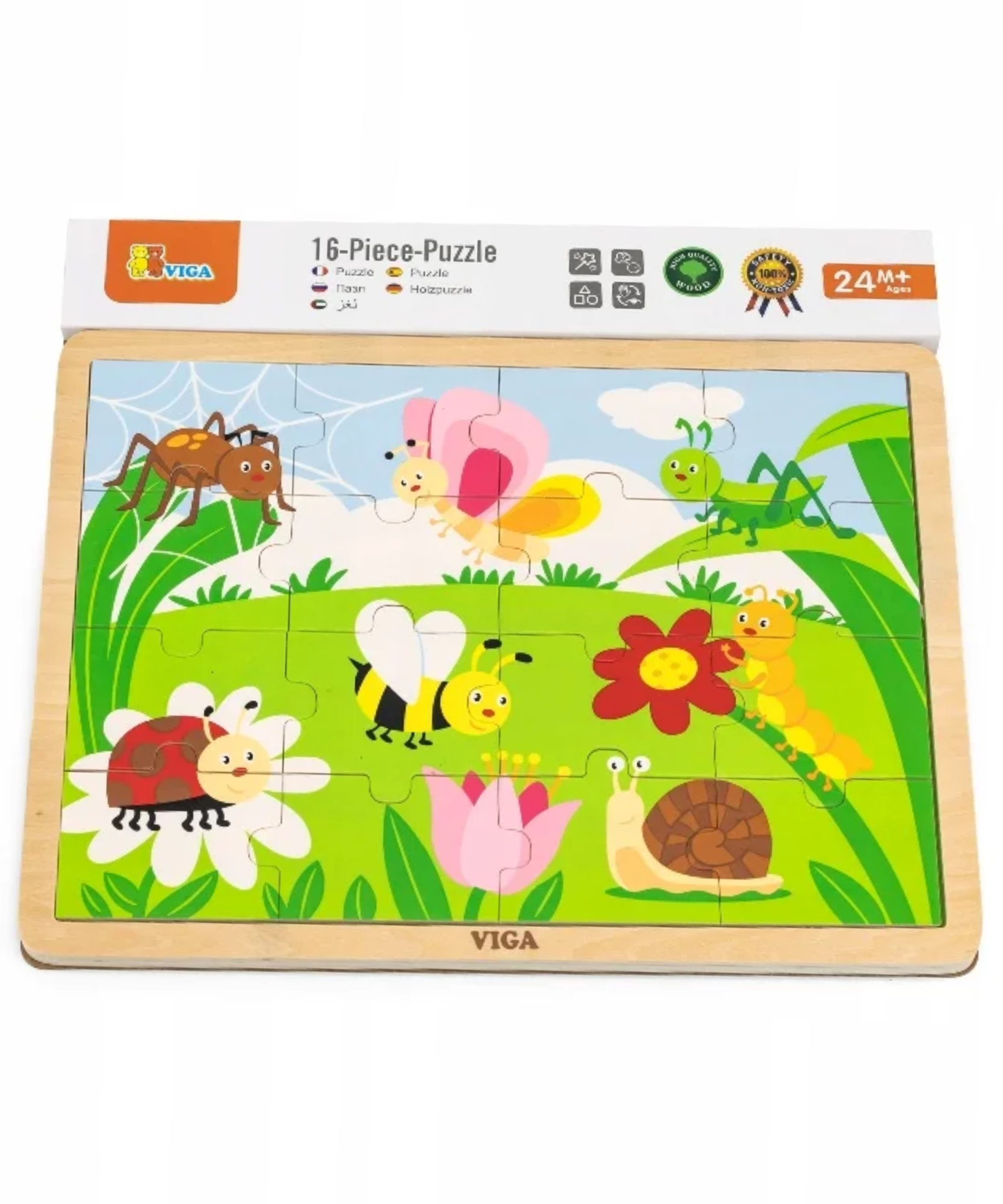 فيجا بارك، أحجية الصور المقطوعة من 16 قطعة، لعبة مونتيسوري الخشبية، تنمي المهارات الحسية والإدراكية والحركية الدقيقة، لعبة تعليمية للأطفال غير سامة وصديقة للبيئة، مناسبة للأولاد والبنات من عمر سنتين فما فوق