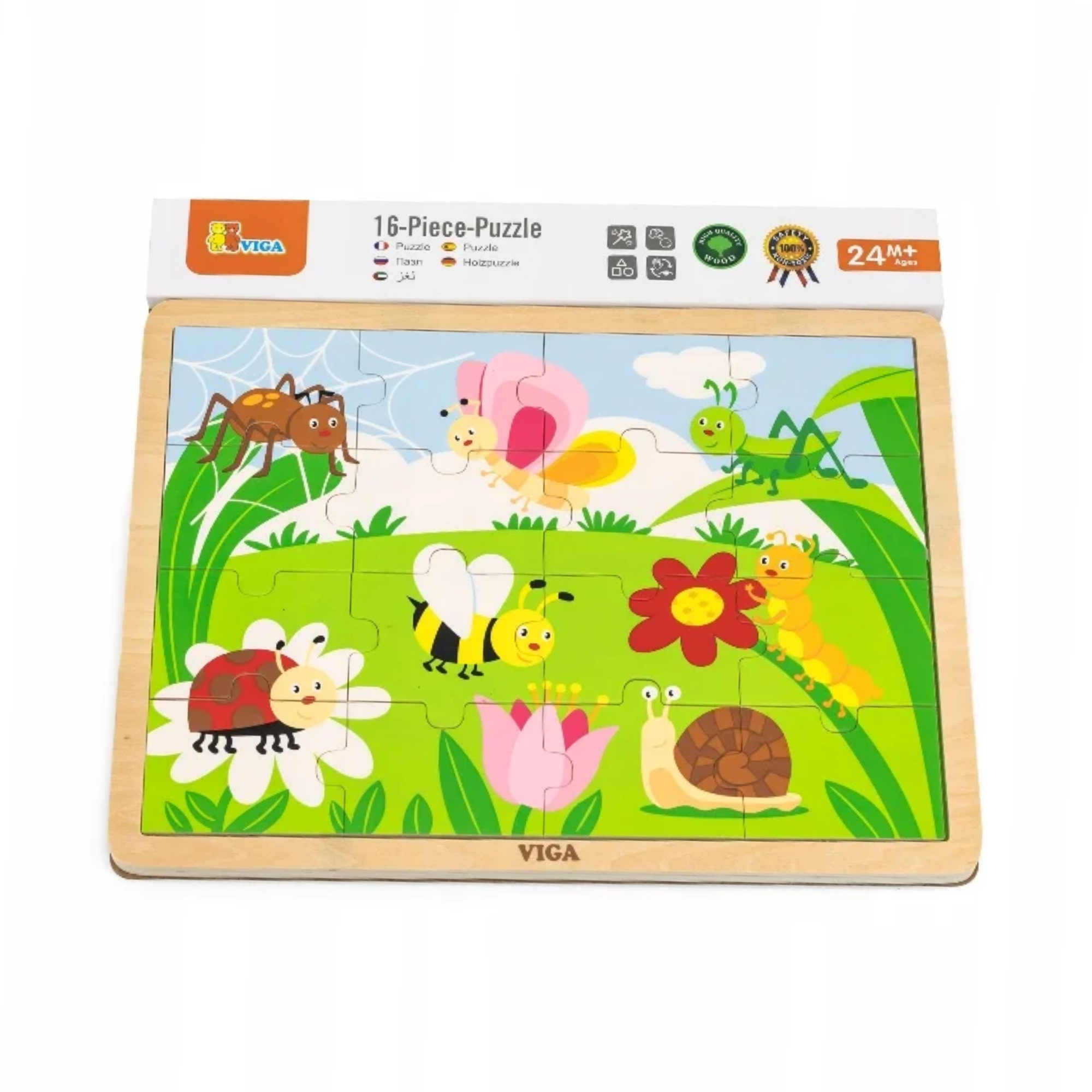 فيجا بارك، أحجية الصور المقطوعة من 16 قطعة، لعبة مونتيسوري الخشبية، تنمي المهارات الحسية والإدراكية والحركية الدقيقة، لعبة تعليمية للأطفال غير سامة وصديقة للبيئة، مناسبة للأولاد والبنات من عمر سنتين فما فوق