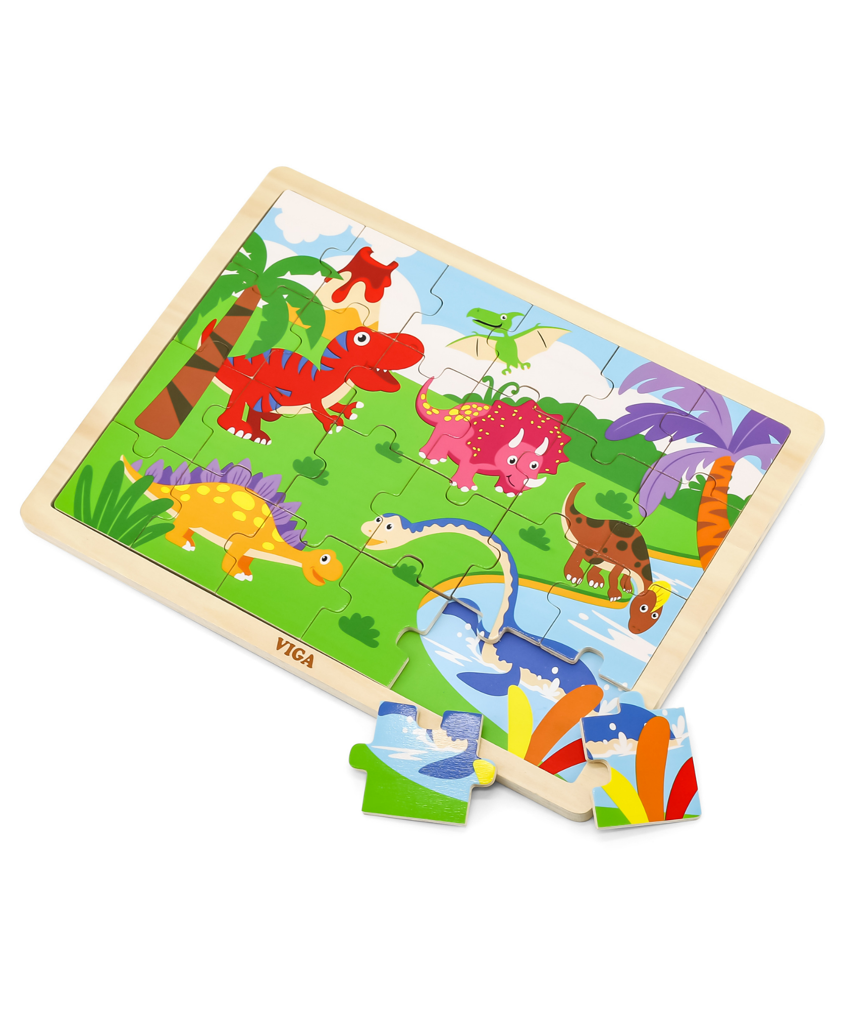 لعبة أحجية الصور المقطوعة من فيجا ديناصورات، مكونة من 24 قطعة، لعبة مونتيسوري الخشبية، تنمي المهارات الحسية والإدراكية والحركية الدقيقة، لعبة تعليمية للأطفال غير سامة وصديقة للبيئة، مناسبة للأولاد والبنات من عمر سنتين فما فوق