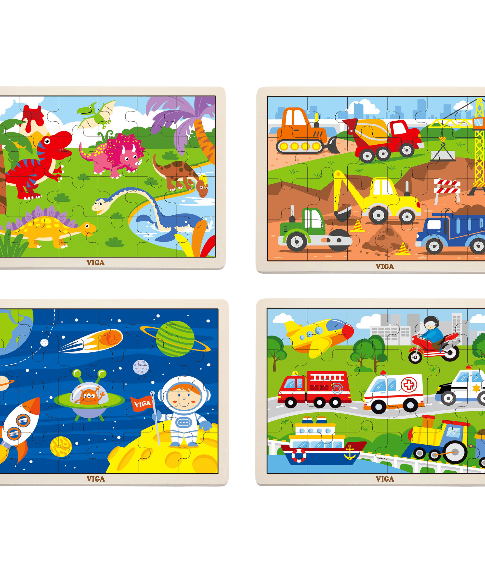 مركبات البناء فيجا، أحجية الصور المقطوعة من 24 قطعة، لعبة مونتيسوري الخشبية، تنمي المهارات الحسية والإدراكية والحركية الدقيقة، لعبة تعليمية للأطفال غير سامة وصديقة للبيئة، مناسبة للأطفال من عمر سنتين فما فوق