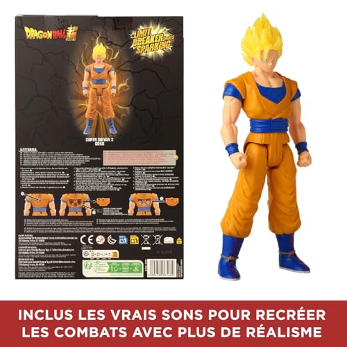 BANDAI Dragon Ball Limit Breaker Series Sparkling SS2 Goku 30 cm with Light and Sound of Battles, Based on the Video Game Dragon Ball Sparkling Zero, Model 38566