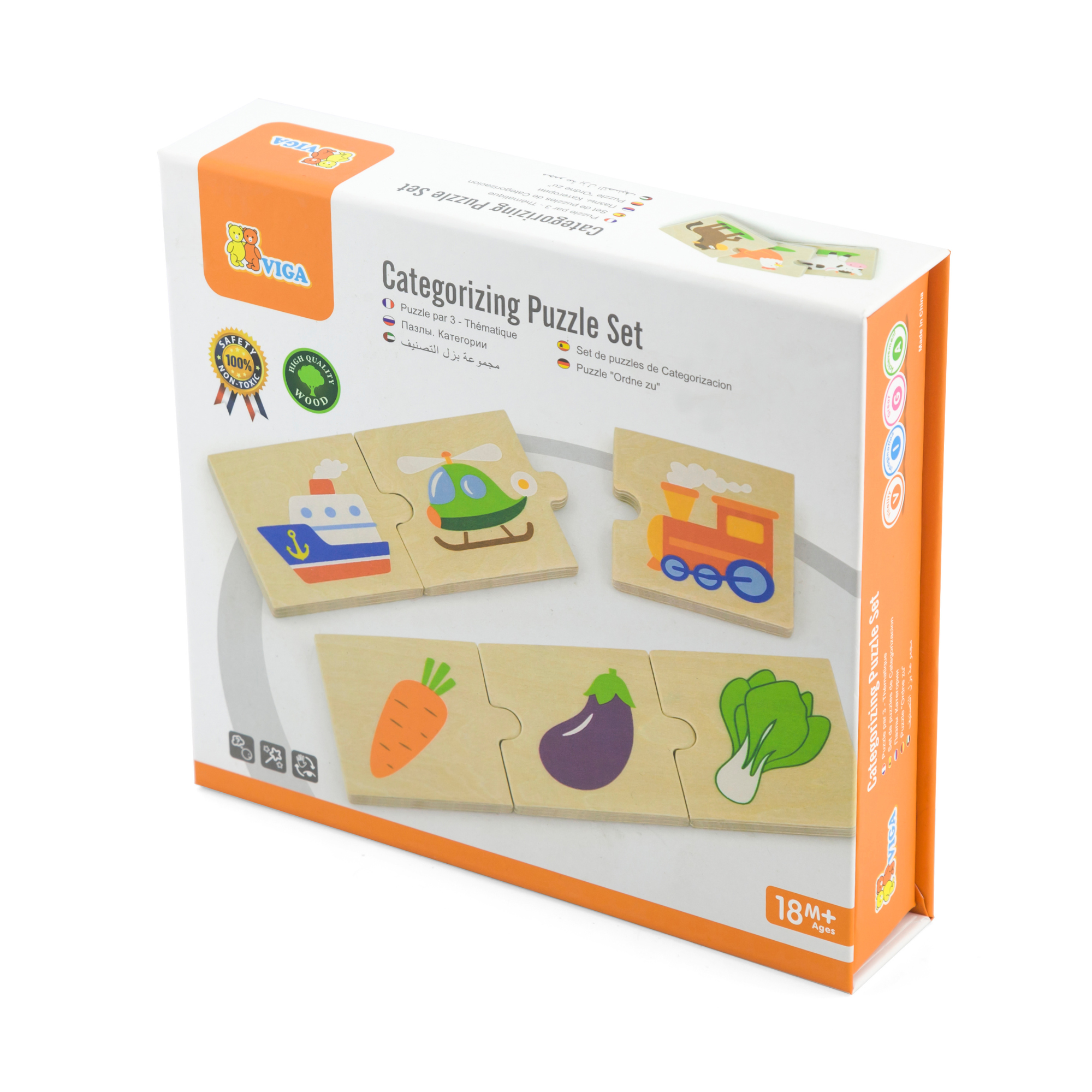 Viga General Categorizing, 24 Piece Mix & Match Puzzle, Montessori Wooden Toy, Develops Sensory, Cognitive & Fine Motor Skills, Non-Toxic & Eco-friendly Kids Educational Toy, 18M+