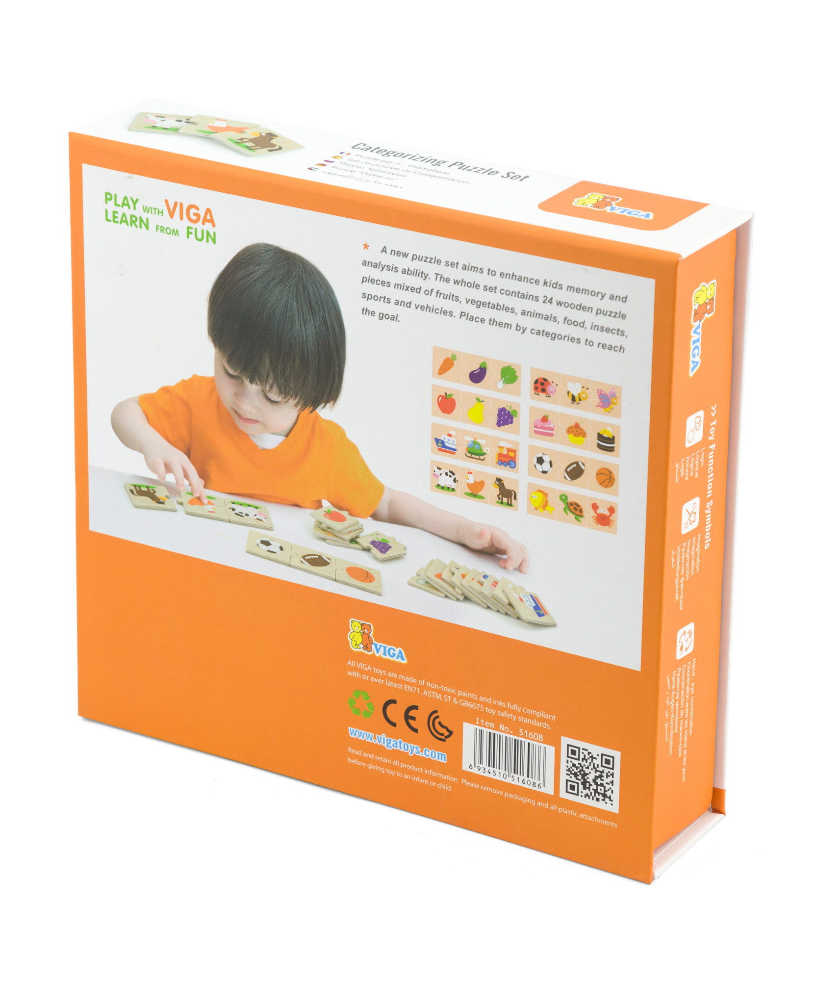 Viga General Categorizing, 24 Piece Mix & Match Puzzle, Montessori Wooden Toy, Develops Sensory, Cognitive & Fine Motor Skills, Non-Toxic & Eco-friendly Kids Educational Toy, 18M+