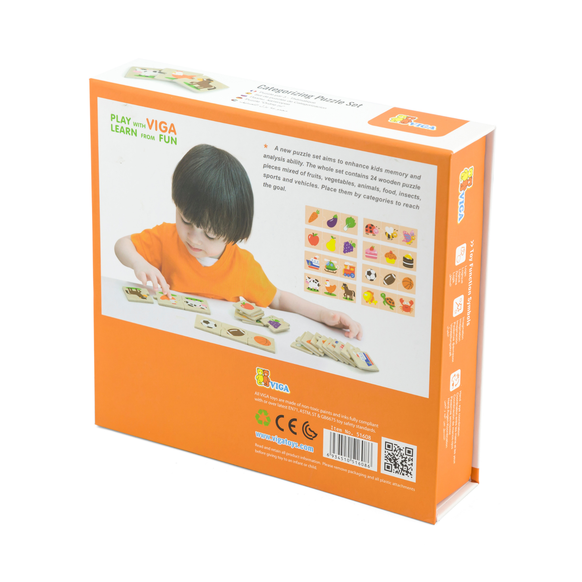 Viga General Categorizing, 24 Piece Mix & Match Puzzle, Montessori Wooden Toy, Develops Sensory, Cognitive & Fine Motor Skills, Non-Toxic & Eco-friendly Kids Educational Toy, 18M+