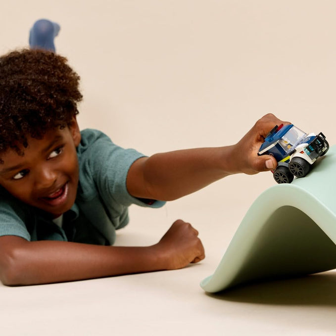 LEGO City Rides – Police Truck Toy - Emergency Vehicles Building Set w/a Police Officer Junior Minifigure - Party Bag Fillers - Small Collectible Gift for 5+ Year Old Boys - 60481