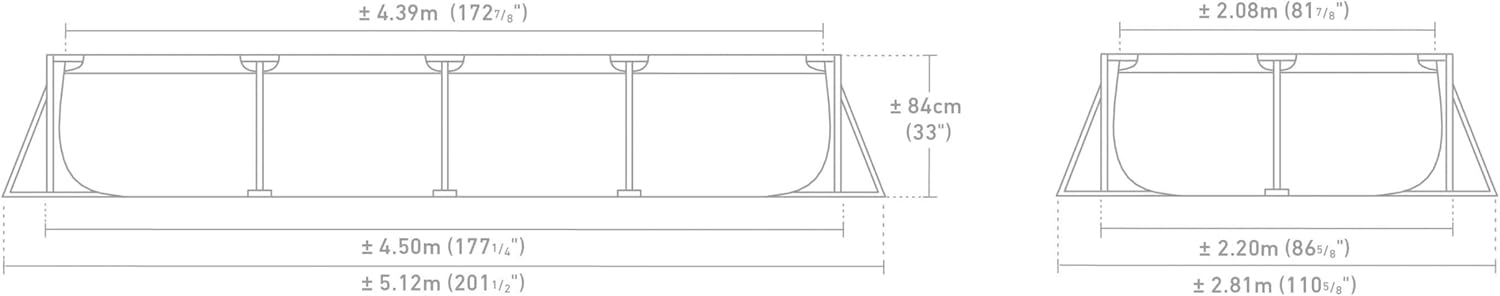 RECTANGULAR FRAME POOL SET 4.5x2.2x0.84mt