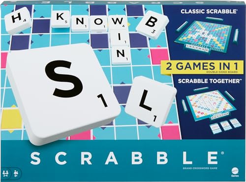 Scrabble Board Game, Family Word Game with Two Ways to Play, includes 50 Goal Cards that Teach Scrabble Basics for 2-4 Players