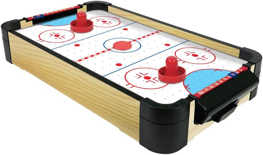 Ambassador 16 Inch Tabletop Air Hockey Game for Kids 3+ Years, Portable Mini Air Hockey Table, 2 Player Arcade Style Game