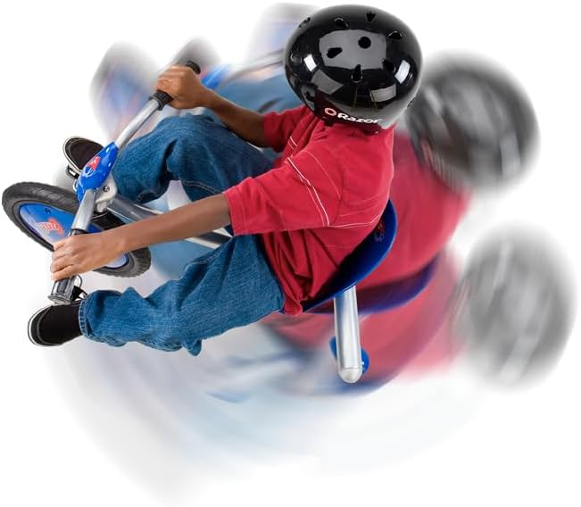 Razor RipRider 360 Caster Trike, Blue, Dual Inclined Caster Wheels, MX-Style Handlebars, Steel Frame, Spinning and Drifting Ride-On Toy for 5+ Kids