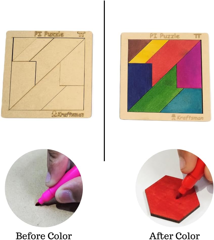 Color Your Own PI Puzzle with Sketch and Color Kit Portable Brain Teaser for Kids Ages 4+
