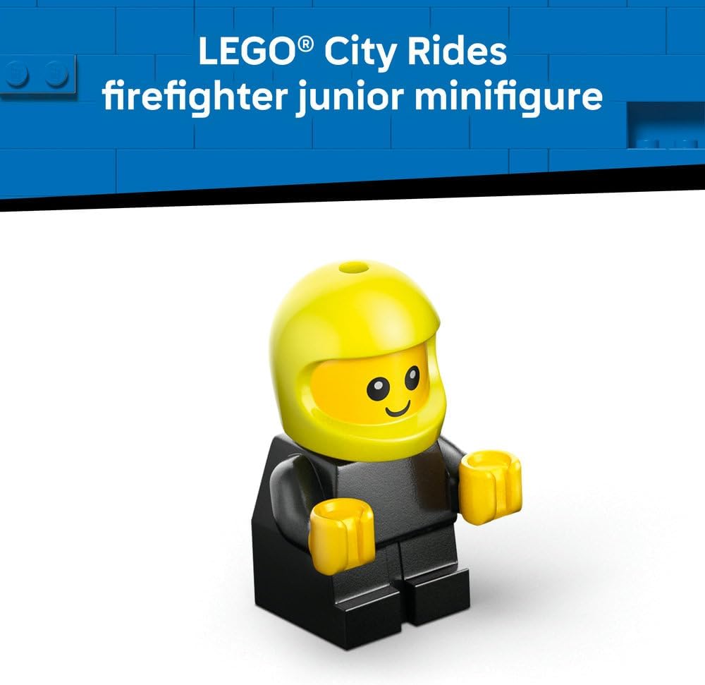 LEGO City Rides – Fire Engine Toy - Emergency Vehicles Building Set w/a Firefighter Junior Minifigure - Party Bag Fillers - Small Collectible Gift for 5+ Year Old Boys - 60482