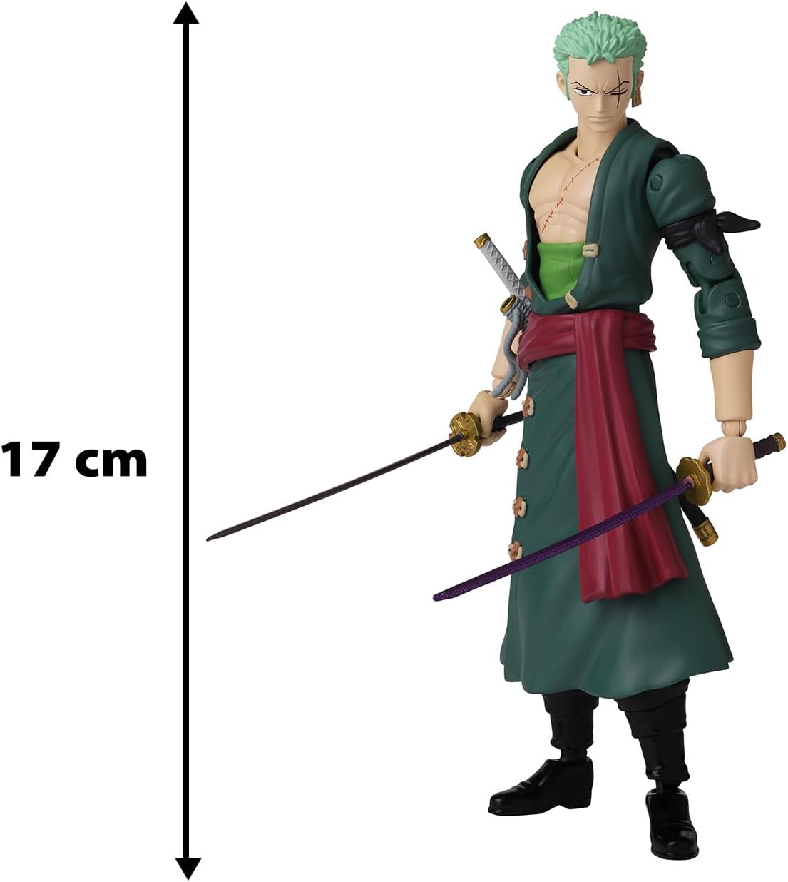 BANDAI One Piece Anime Heroes 6.5 Inches Roronoa Zoro, Multicolor, 36932