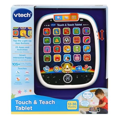 VTech Touch & Teach Tablet – Multicolor, Interactive Learning Tablet with 25 Light-Up Buttons, Ages 12 Months+