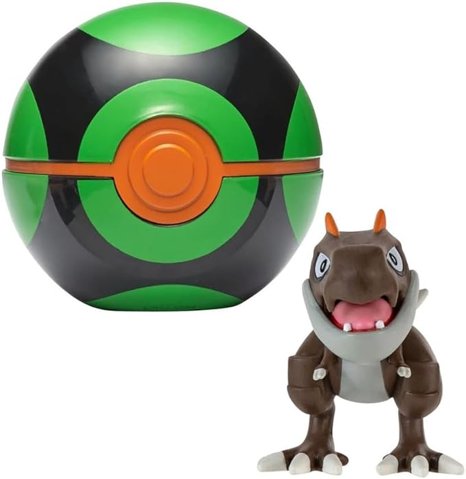 Pokemon Clip n Go - Tyrunt with Duskball, Action Figures, Official Detailed Figurines, Collectibles, Figure with Poke Ball, 4 Years+