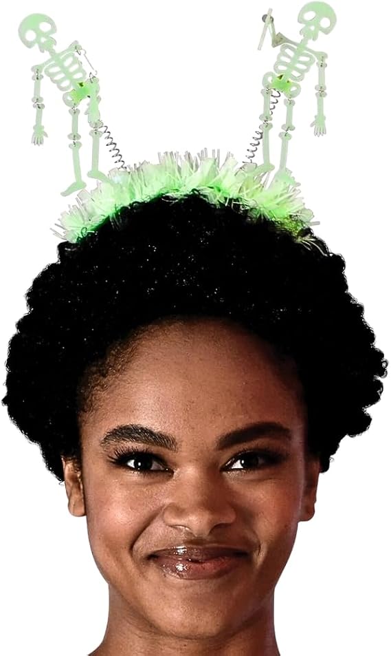 Amscan Dangling Glow Skeleton Headbopper - Adult | Plastic | Light Green | 1 Pc.