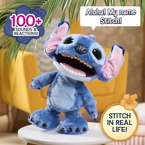 Just Play Disney Ultimate Stitch Interactive Plush Toy Live Action Lilo and Stitch Animated Talking Moving Plush for Kids Ages 3 Plus