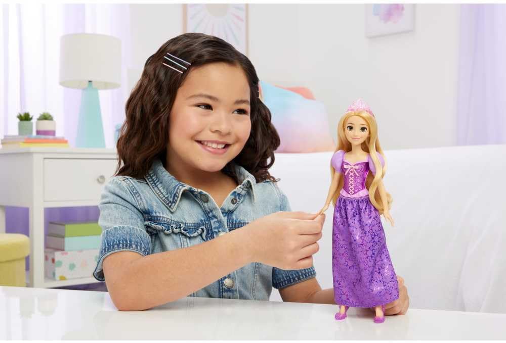 Disney Princess Rapunzel Doll, Fashionable Tangled Character Doll with Removable Skirt, Tiara, Shoes and Posable Limbs, Ages 3+