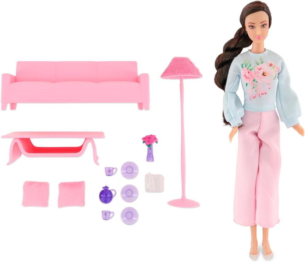 Fulla Living Room Doll Set, Cozy Doll Playset with Furniture and Accessories, Pretend Play Toy for Girls Ages 3 and Up