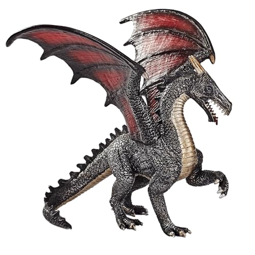 MOJO Steel Dragon Figurine, Hand-Painted Fantasy Creature, Realistic Collectible Toy, Fantasy Collection, Educational Display Model, Ages 3+