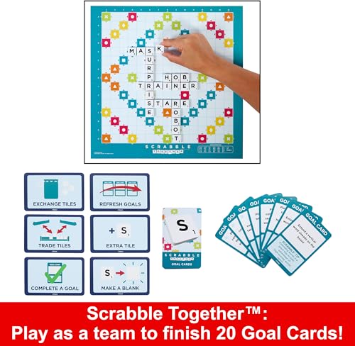 Scrabble Board Game, Family Word Game with Two Ways to Play, includes 50 Goal Cards that Teach Scrabble Basics for 2-4 Players