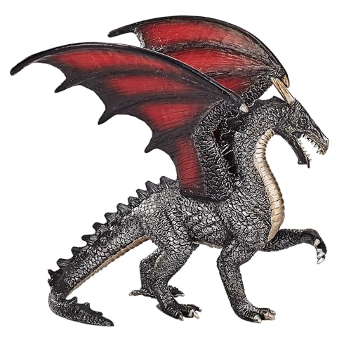 MOJO Steel Dragon Figurine, Hand-Painted Fantasy Creature, Realistic Collectible Toy, Fantasy Collection, Educational Display Model, Ages 3+