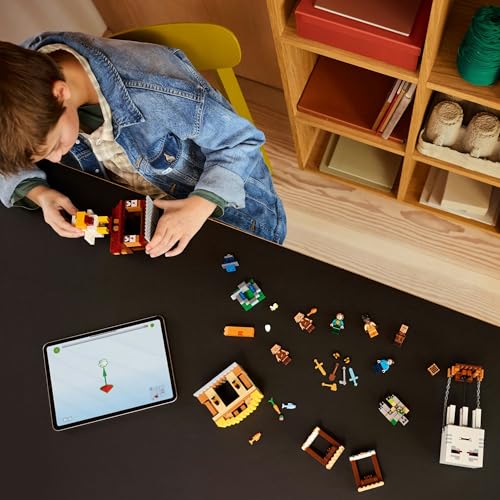 LEGO Minecraft The Ghast Balloon Village Attack - Building Toy incl. Steve's House, Exploding Fountain Function, 4 Minifigures & an Iron Golem Figure - Collectible Movie Set for Boys, Ages 10+ - 21273