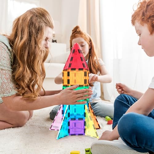 PicassoTiles 32 Piece Magnetic Building Block Rocket Booster Theme Set Magnet Construction Toy Educational Kit Engineering STEM Learning Playset Child Brain Development Stacking Blocks Playboard PT32