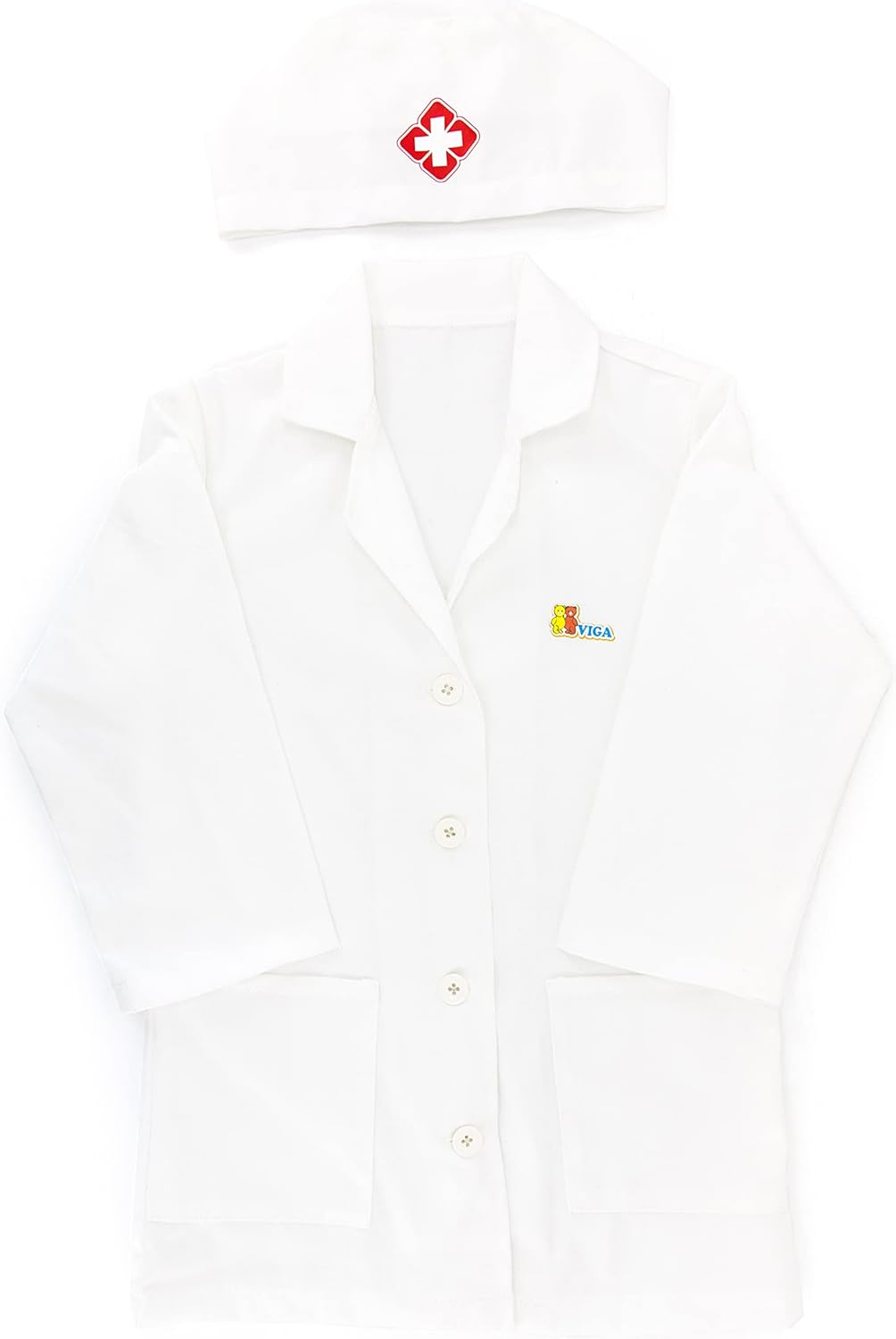 Viga Little Doctor Uniform and Hat Apron for Kids 3+ Pretend Play Costume Multicolor