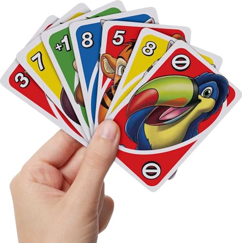 Mattel Games UNO Junior Card Game for Kids with Simple Rules, Levels of Play and Animal Matching for 2-4 Players