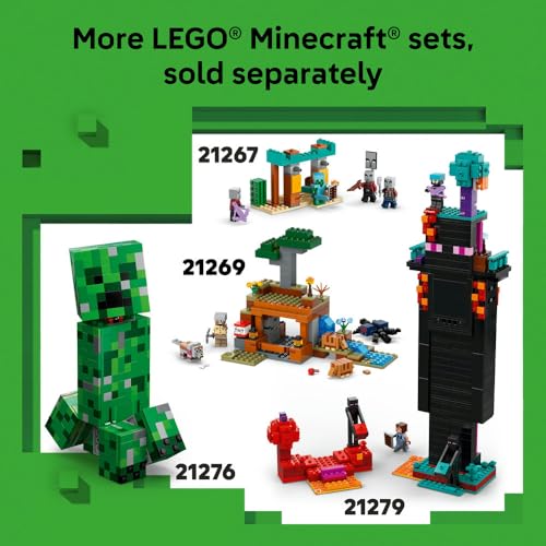 LEGO Minecraft The Pillager Outpost and Ravager - Village Fortress Building Toy Incl. a Posable Ravager Figure with a Snapping Jaw Function - Gift for 8+ Year Old Boys & Girls - 21278