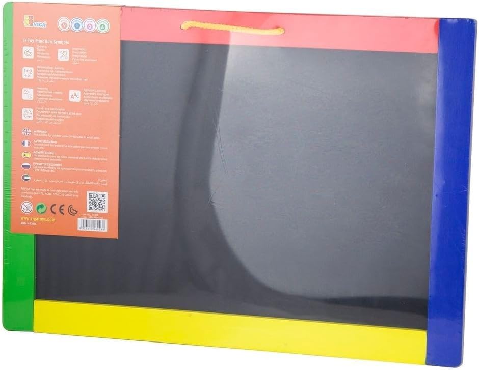 Viga Wooden Magnetic Chalk and Dry Erase Board Double Sided Educational Drawing Writing Board for Kids Ages 3 and Up