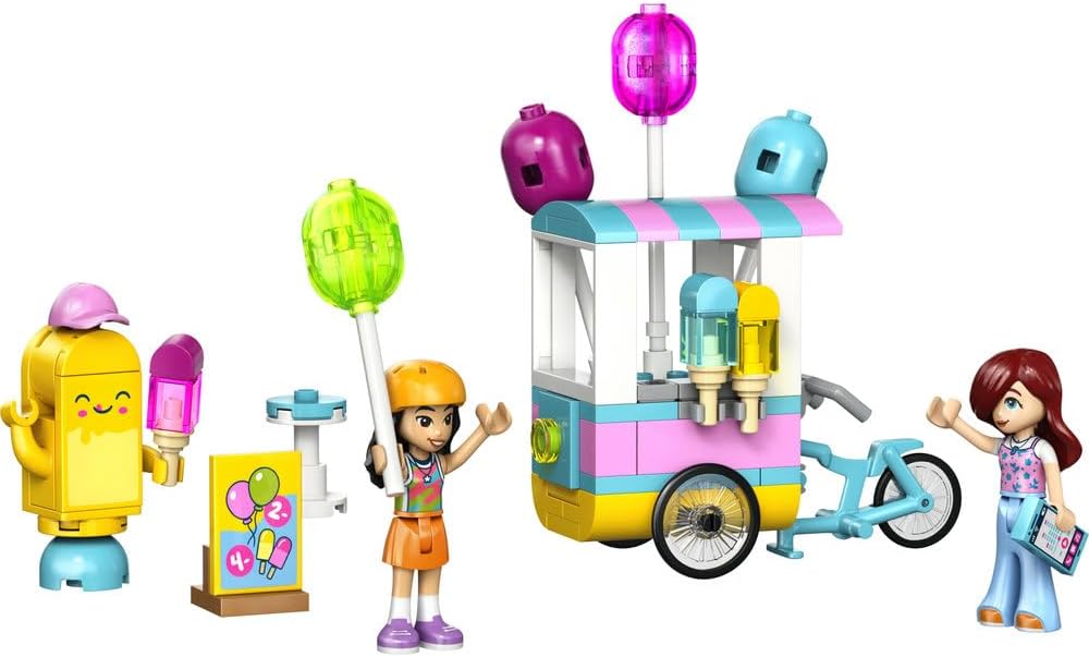 LEGO Friends Ice Cream & Balloon Stand - Toy Shop w/a Bike, 2 Mini Dolls, Play Food Accessories & Ice Pop Mascot - Birthday Gift for 6+ Year Old Girls - 42692