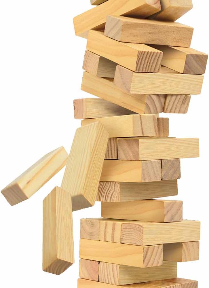 Ambassador Merchant Classic Wood Tumblin Tower, 48 Wood Blocks, Cardboard Insert, Gold Foil Gift Box, Multi Player, Family+