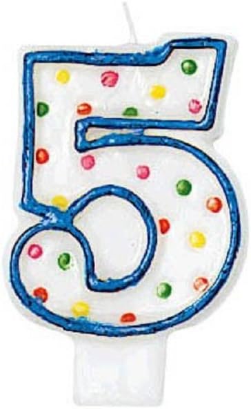 amscan #5 Polka Dots BIrthday Candle | Party Supply
